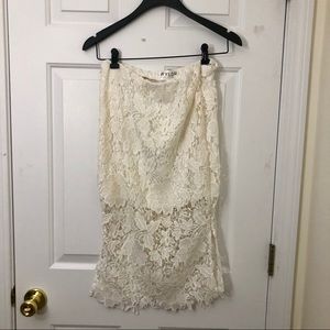 GIFTS included! WYLDR White/Cream Lace Midi Skirt